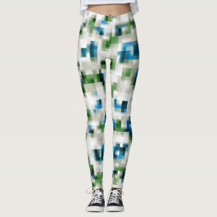 Leggings Vert bleu gris blanc Motif Abstrait