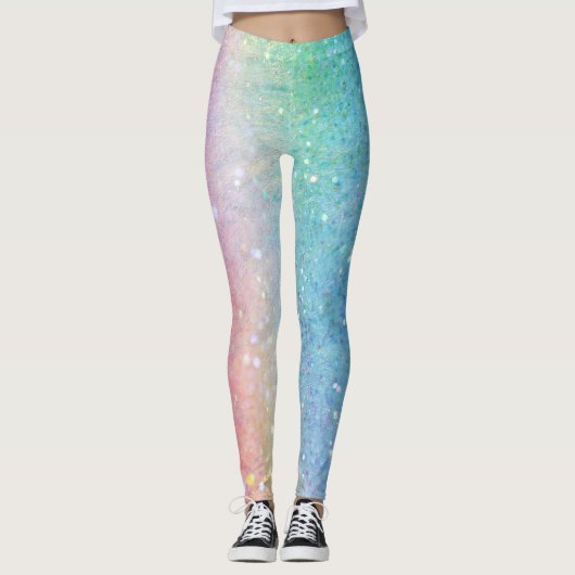 Leggings Vert bleu rose en pastel d'Ombre de paillettes de (Devant)