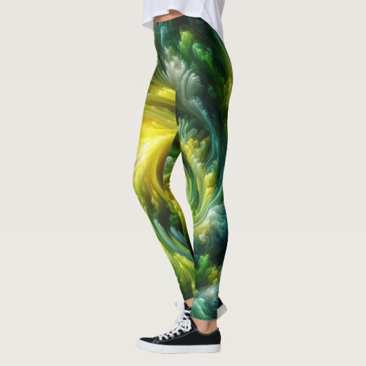 Leggings Vert brillant Abstrait moderne (Gauche)