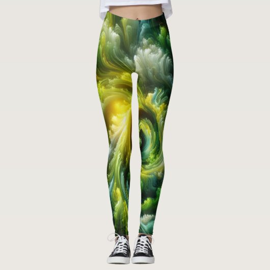 Leggings Vert brillant Abstrait moderne (Devant)
