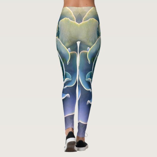 Leggings Vert cactus succulent photo simple moderne design (Dos)