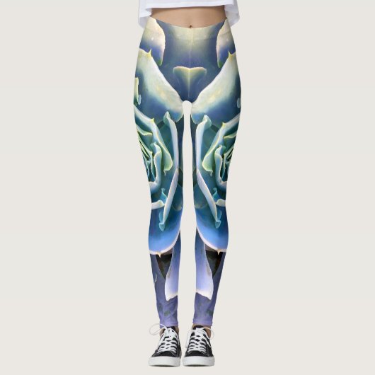 Leggings Vert cactus succulent photo simple moderne design (Devant)