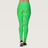 Leggings Vert carré bleu, lignes avec des traces sombres... (Dos)