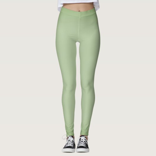 Leggings Vert céladon de jade solide (Devant)