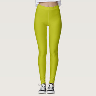 Leggings Vert Chartreuse Simple Uni Couleur Unie