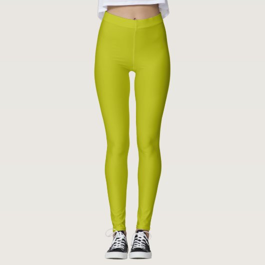 Leggings Vert Chartreuse Simple Uni Couleur Unie (Devant)