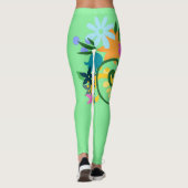 Leggings Vert clair et lumineux multicolore floral (Dos)
