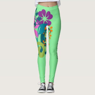 Leggings Vert clair et lumineux multicolore floral
