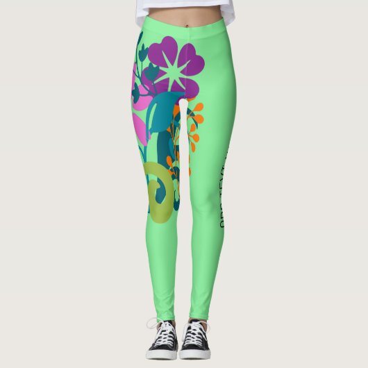 Leggings Vert clair et lumineux multicolore floral (Devant)