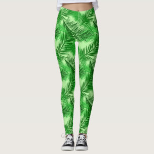 Leggings Vert de chaux en feuille de palmier d'impression,