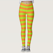 Leggings Vert de chaux et rayures d'orange (Devant)