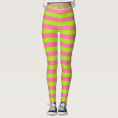 Leggings Vert de chaux et rayures roses (Devant)