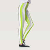 Leggings Vert de chaux vertical, argent et rayures blanches (Droite)