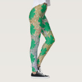 Leggings Vert de la Saint-Patrick Glitter Trèfle Feuille d' (Droite)