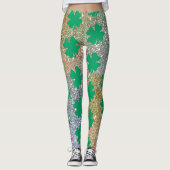 Leggings Vert de la Saint-Patrick Or Pailleté Trèfle Feuill (Devant)