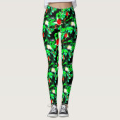 Leggings vert de roses rouges (Devant)