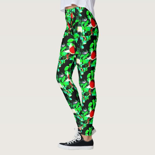 Leggings vert de roses rouges (Gauche)