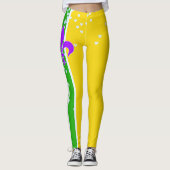 Leggings Vert du carnaval | Fleur De Lis Purple de mardi (Devant)