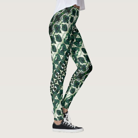 Leggings vert émeraude brut répété sous texture blanche t (Droite)