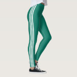 Leggings vert émeraude - Choisir les couleurs<br><div class="desc">Couleurs personnalisées - Trois Leggings vert émeraude en bande blanche - ou Choisissez / ajoutez vos leggings et couleurs rayées préférés ! Conception par MIGNED</div>