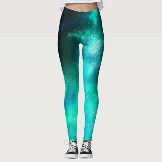 Leggings vert émeraude du ciel nocturne (Devant)