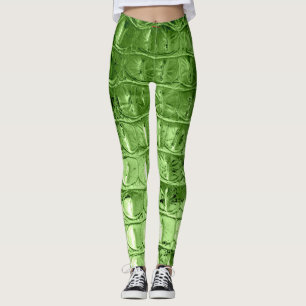 LEGGINGS VERT EN CUIR DE FEUILLE D'ALLIGATOR DE "HORNBACK"