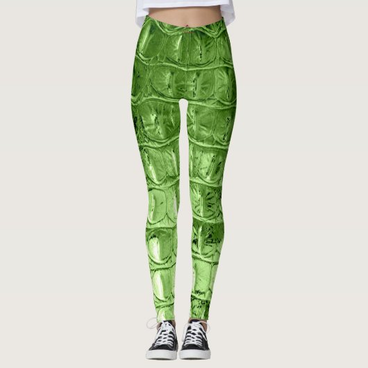 LEGGINGS VERT EN CUIR DE FEUILLE D'ALLIGATOR DE "HORNBACK" (Devant)