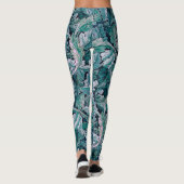 Leggings Vert et Turquoise Feuilles Morris (Dos)