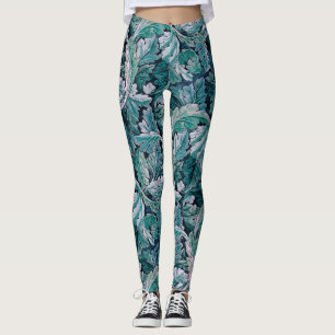Leggings Vert et Turquoise Feuilles Morris