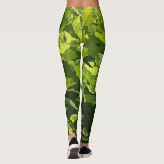 Leggings Vert été nature moderne feuillage abstrait (Dos)