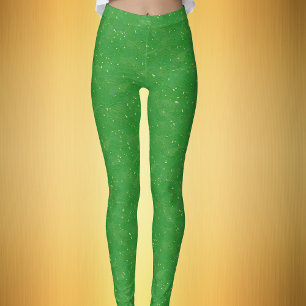 Leggings Vert festif brillant recouvert de minuscules paill