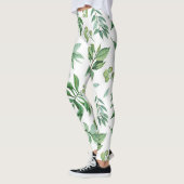 Leggings vert floral feuille nature filles mode femmes (Gauche)