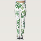 Leggings vert floral feuille nature filles mode femmes (Devant)