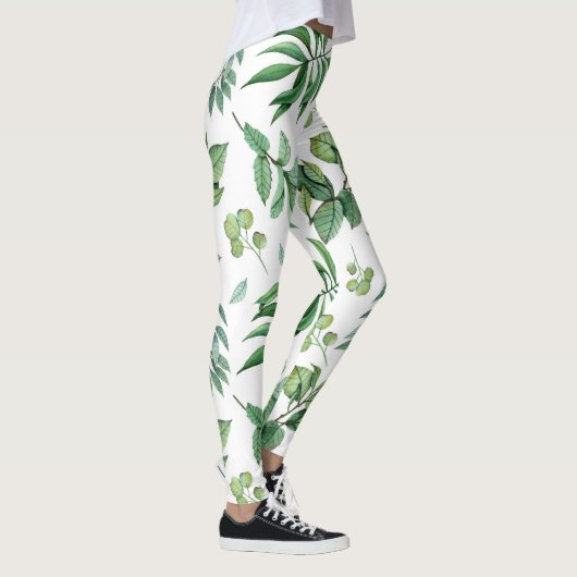 Leggings vert floral feuille nature filles mode femmes (Droite)