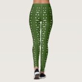 Leggings Vert forêt & motif abstrait de croix blanche (Dos)