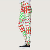 Leggings Vert Funky, Rouge, Motif, Fleurs, (Gauche)