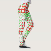 Leggings Vert Funky, Rouge, Motif, Fleurs, (Droite)