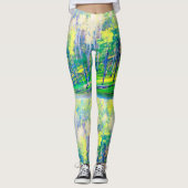 Leggings vert jaune de la forêt printanière (Devant)