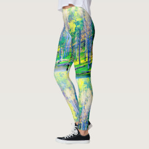 Leggings vert jaune de la forêt printanière