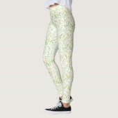 Leggings Vert Jaune Nature Fern Feuille Motif sur blanc (Gauche)