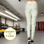 Leggings Vert Jaune Nature Fern Feuille Motif sur blanc<br><div class="desc">Ce design de style nature présente un arrière - plan motif de feuilles de fougère.</div>