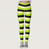 Leggings Vert jaune pâle, de chaux et rayures de noir (Devant)