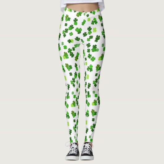 Leggings Vert Kelly «Shamrocks Falling» (Devant)