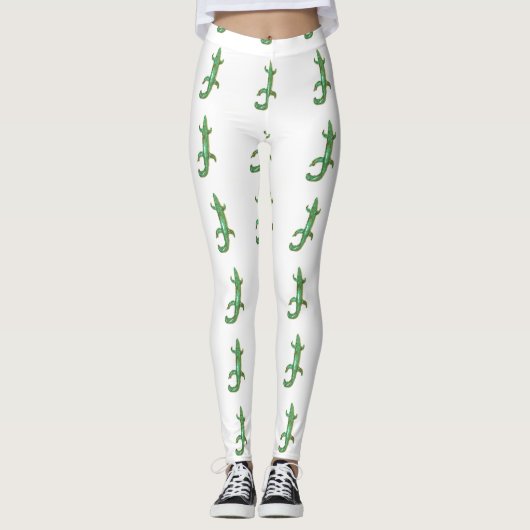 Leggings vert lézard blanc (Devant)
