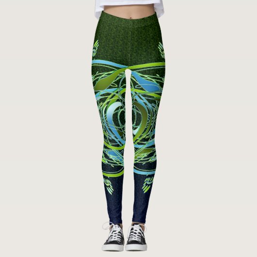 Leggings Vert n Flèches bleues (Devant)