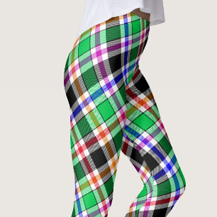 Leggings Vert Noir Multicolore Flanelle Carreaux Tartan