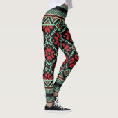 Leggings Vert noir rouge de motif floral nordique de (Droite)