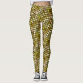 Leggings Vert olive et Carré géométrique Brown Motif (Devant)