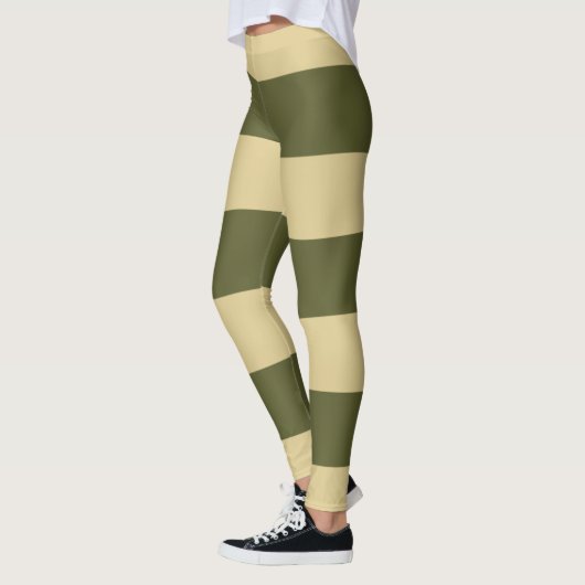 Leggings Vert olive et rayures beige (Gauche)
