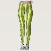 Leggings Vert olive et rayures jaune citron (Devant)